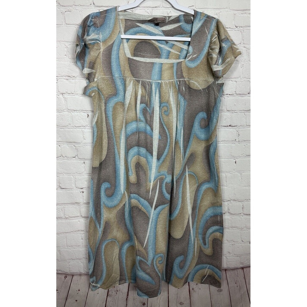 VTG Y2K 90's Moa Moa sparkly empire baby doll short sleeve dress sz L